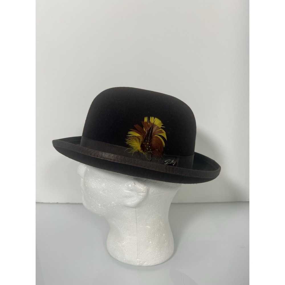 Bailey of Hollywood Brown Derby Bowler Hat Size M 100% Wool Made USA